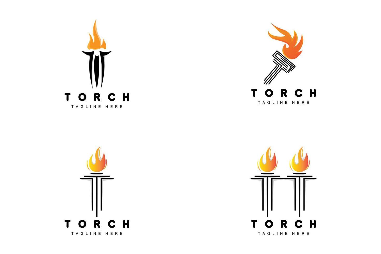 logo de la torche, conception du feu, logo de la lettre, icône de la marque du produit vecteur