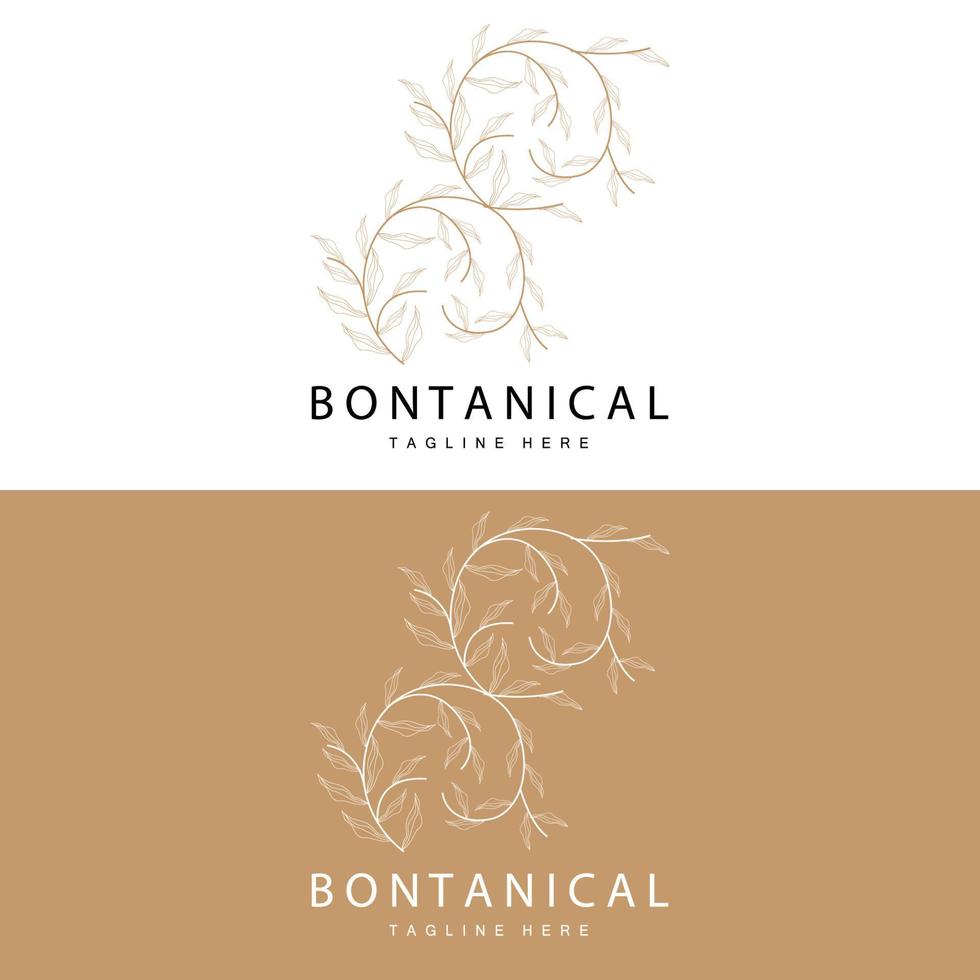 botanique logo, la nature plante conception, fleur plante icône vecteur avec ligne modèle