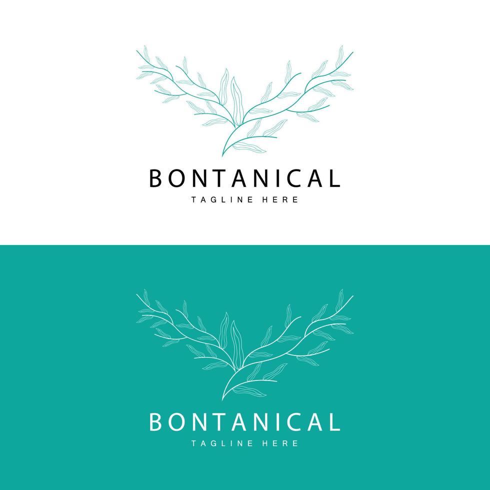 botanique logo, la nature plante conception, fleur plante icône vecteur avec ligne modèle