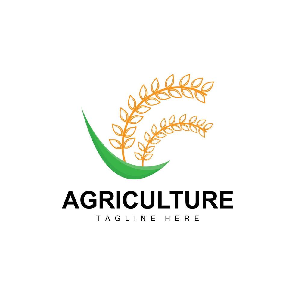 riz logo, agriculture conception, vecteur blé riz icône modèle illustration
