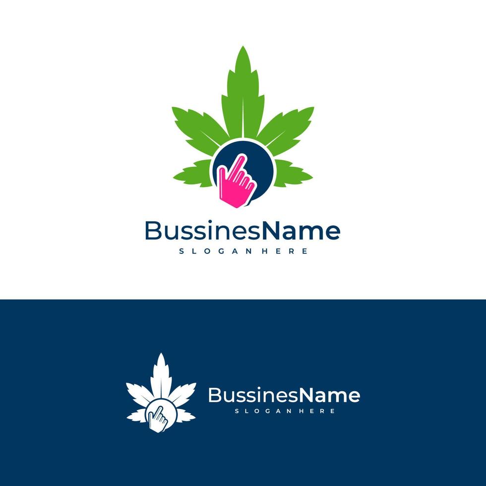 Cliquez sur cannabis logo vecteur modèle. Créatif cannabis logo conception concepts