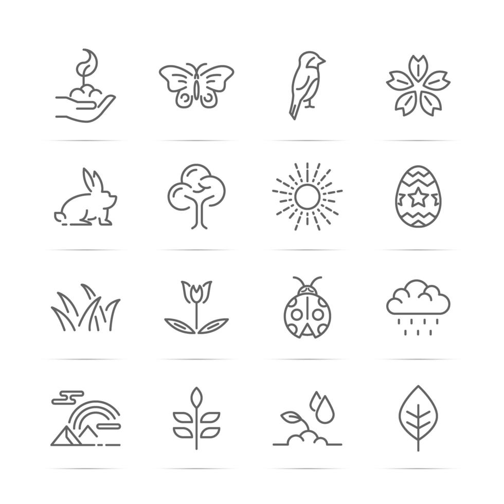 icônes de ligne de vecteur de printemps