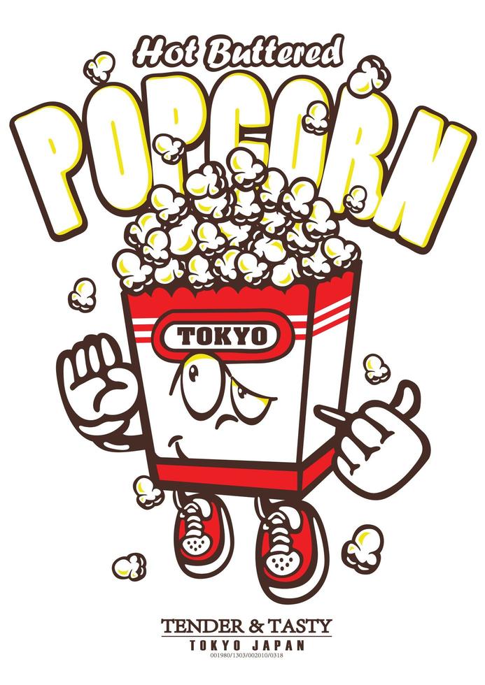 typographie conception de t-shirt pop-corn vecteur