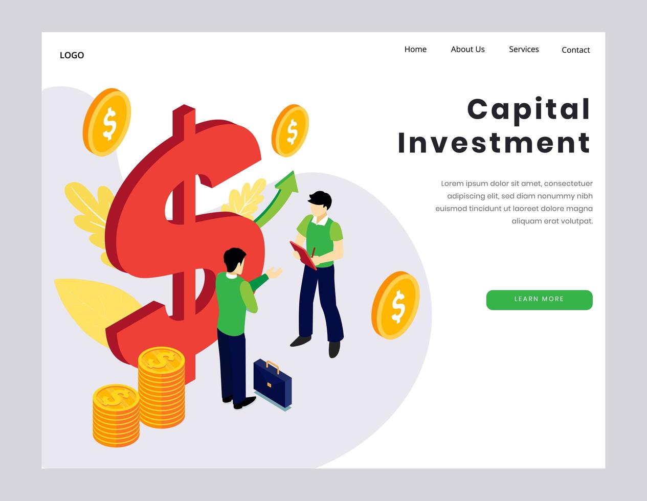 concept d'investissement en capital pour la page de destination vecteur