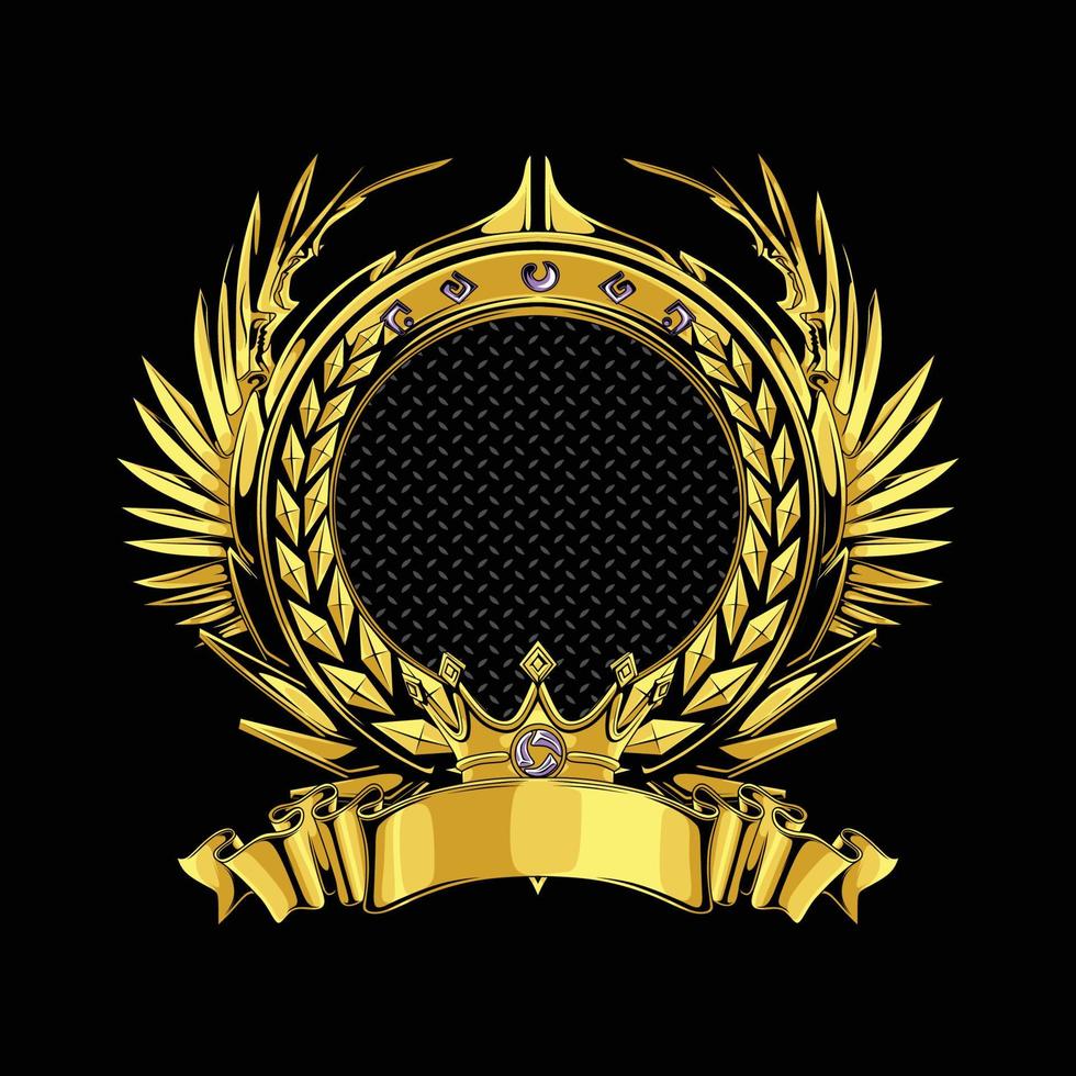 luxe emblème pente or couronne logo vecteur