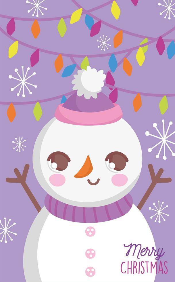 affiche de joyeux noël avec bonhomme de neige heureux vecteur