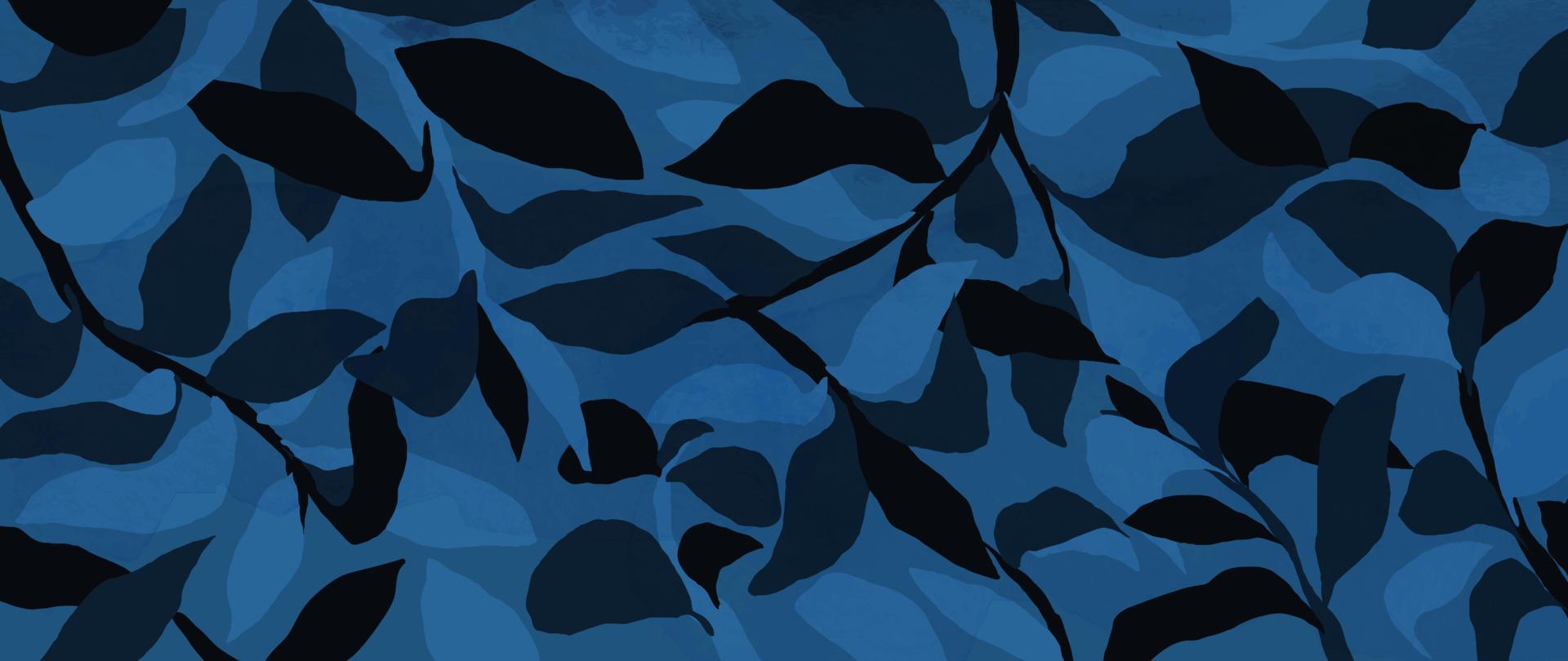 tropical feuilles Contexte vecteur. abstrait aquarelle main tiré botanique feuillage dans minimaliste bleu Couleur silhouette Facile style. conception pour tissu, imprimer, couverture, bannière, décoration, fond d'écran. vecteur