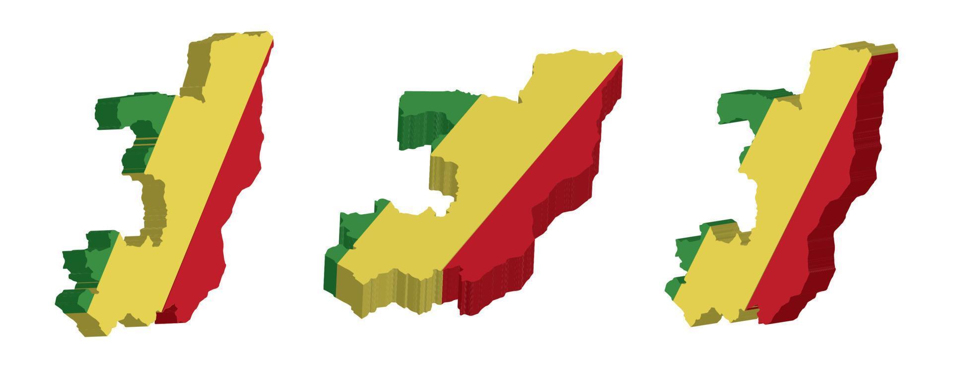 réaliste 3d carte de république de le Congo vecteur conception modèle