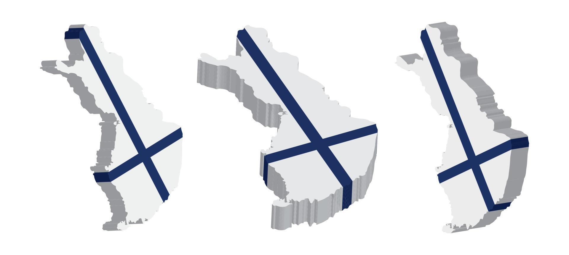 réaliste 3d carte de Finlande vecteur conception modèle