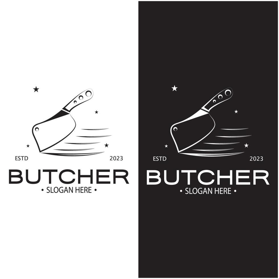 Boucher couteau ancien logo illustration, cuisinier couteau logo modèle, pour commerce,badges,restaurants,abattoirs,boucherie magasins, cafés, marques et couteau magasins.avec moderne Facile minimaliste vecteur concept.