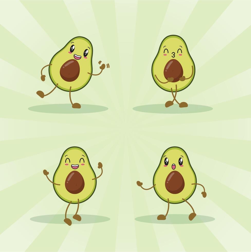 collection de jeu d'expression mignon avocat. personnage de mascotte avocat vecteur