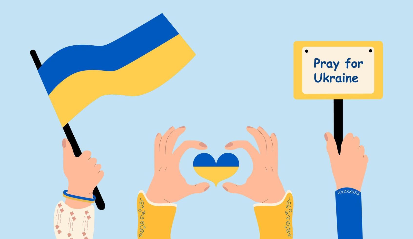 non guerre dans Ukraine vecteur illustration avec isolé Contexte. le mains de le gens soutien Ukraine. agression et militaire attaque. une appel pour paix dans Ukraine