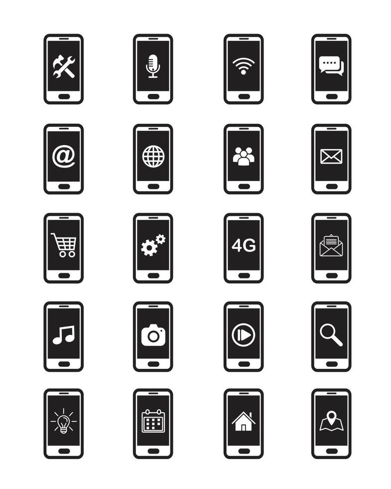 jeu d'icônes d'interface smartphone vecteur
