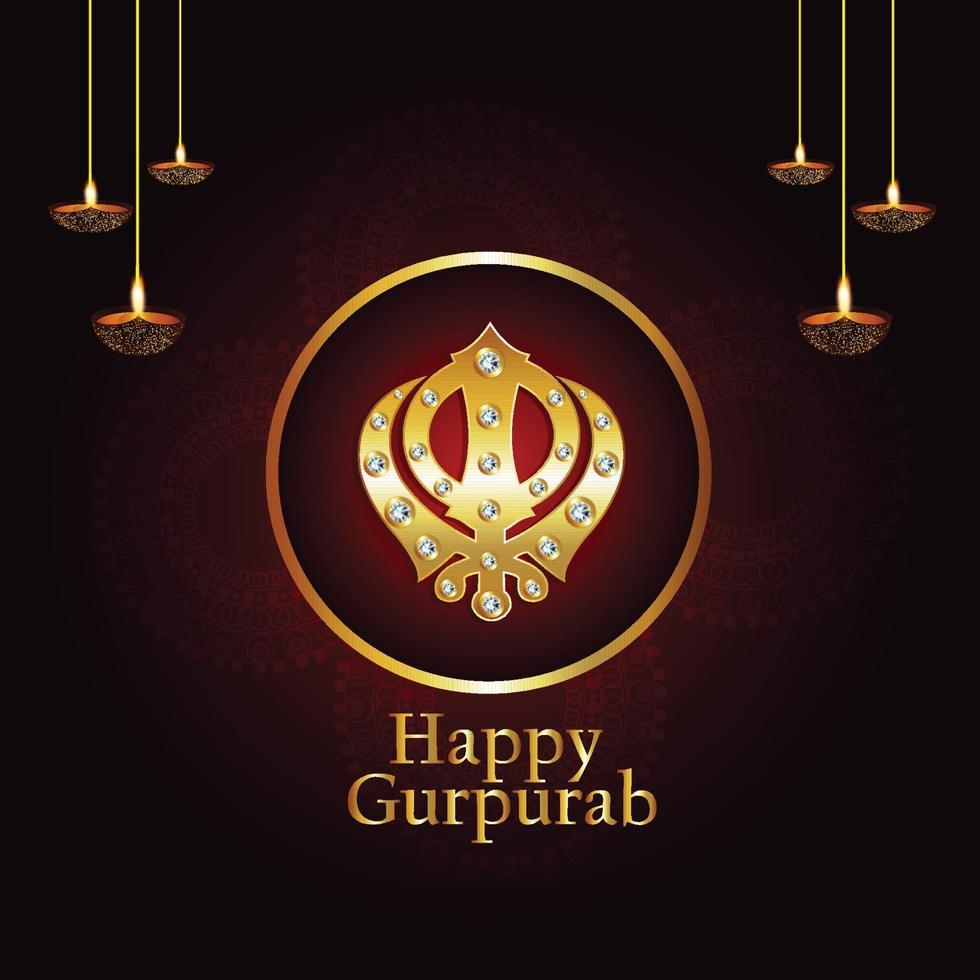 fond créatif avec symbole sikh ek onkar happy gurpurab vecteur