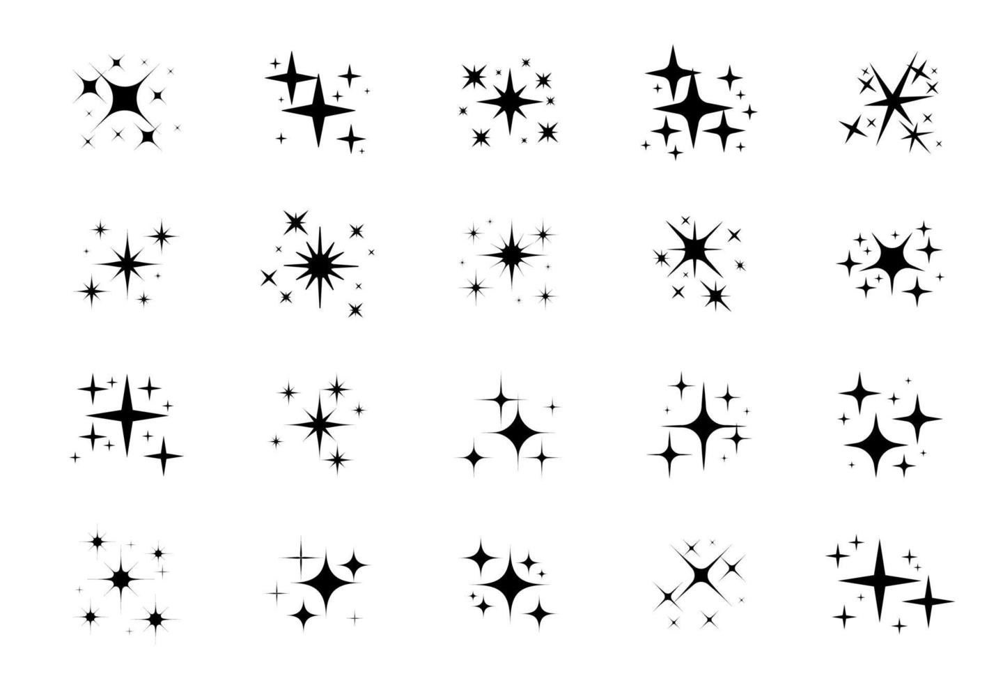 étoiles scintillantes. une étoile scintillante et un élément scintillant sur fond blanc. vecteur