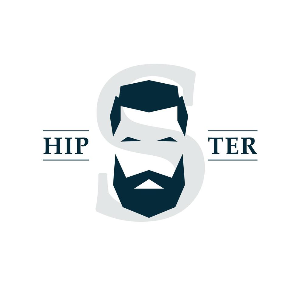 l'emblème de hipster barbu. convient pour un logo ou un badge. vecteur