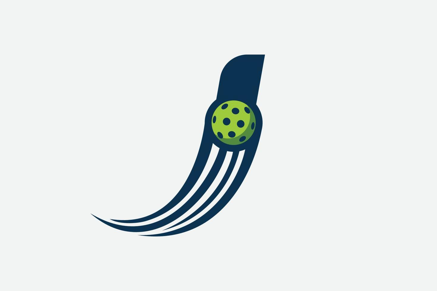 lettre j logo avec en mouvement pickleball vecteur