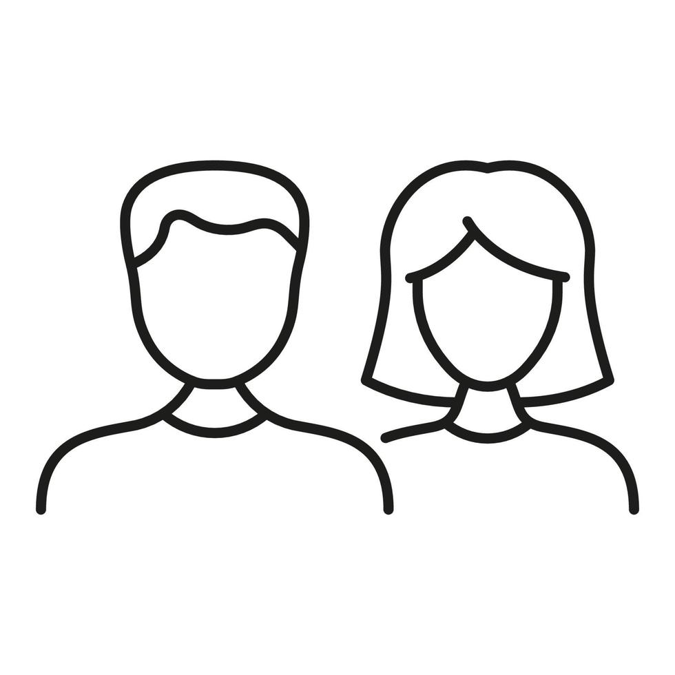 femme et homme ligne icône. couple de femelle et Masculin linéaire pictogramme. Humain le sexe portrait contour icône. affaires personnel, gens portrait symbole. modifiable accident vasculaire cérébral. isolé vecteur illustration.