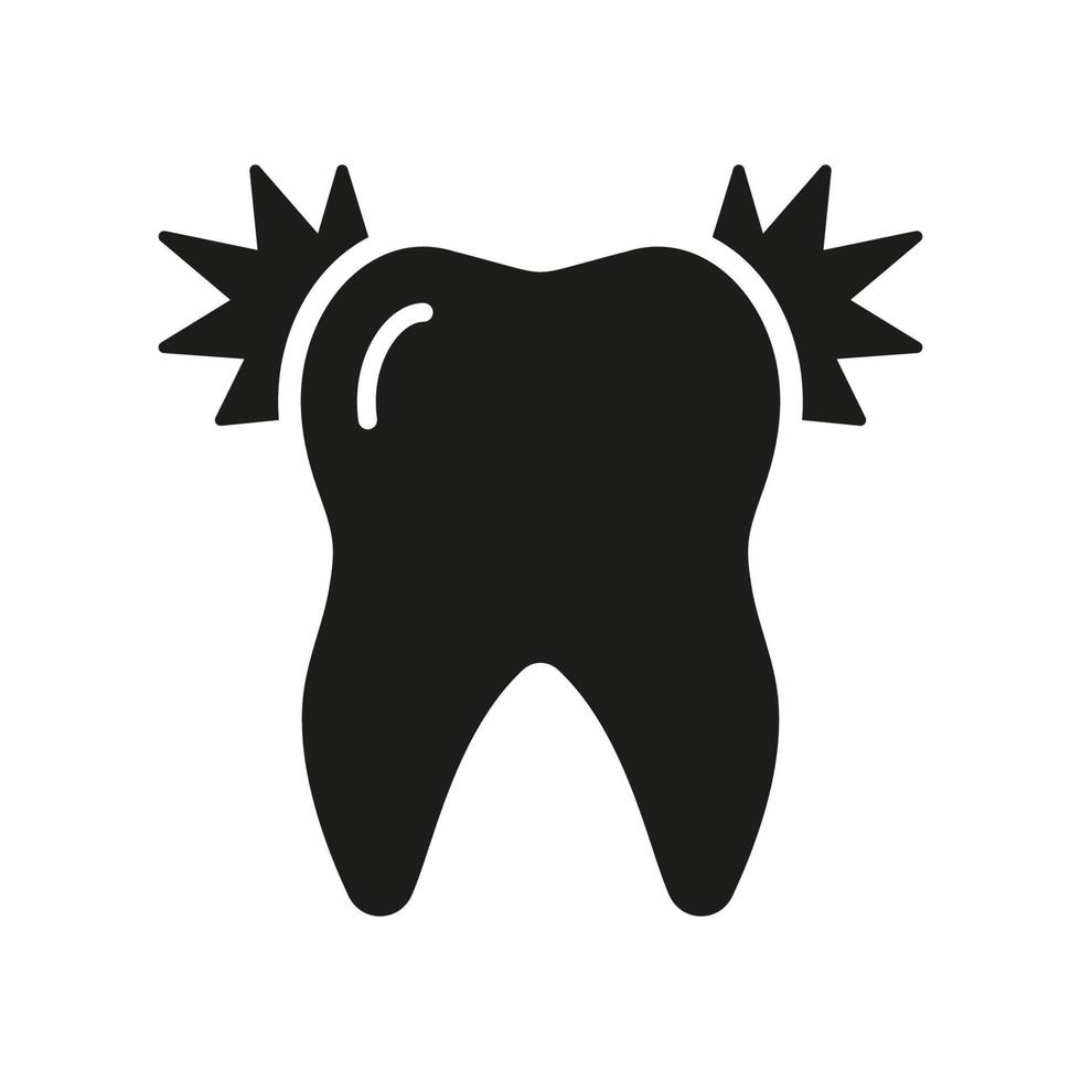 mal aux dents silhouette icône. dentisterie symbole. oral soins de santé problème glyphe pictogramme. dentaire traitement solide signe. les dents douleur. dent mal, sensibilité ou douloureux. isolé vecteur illustration.