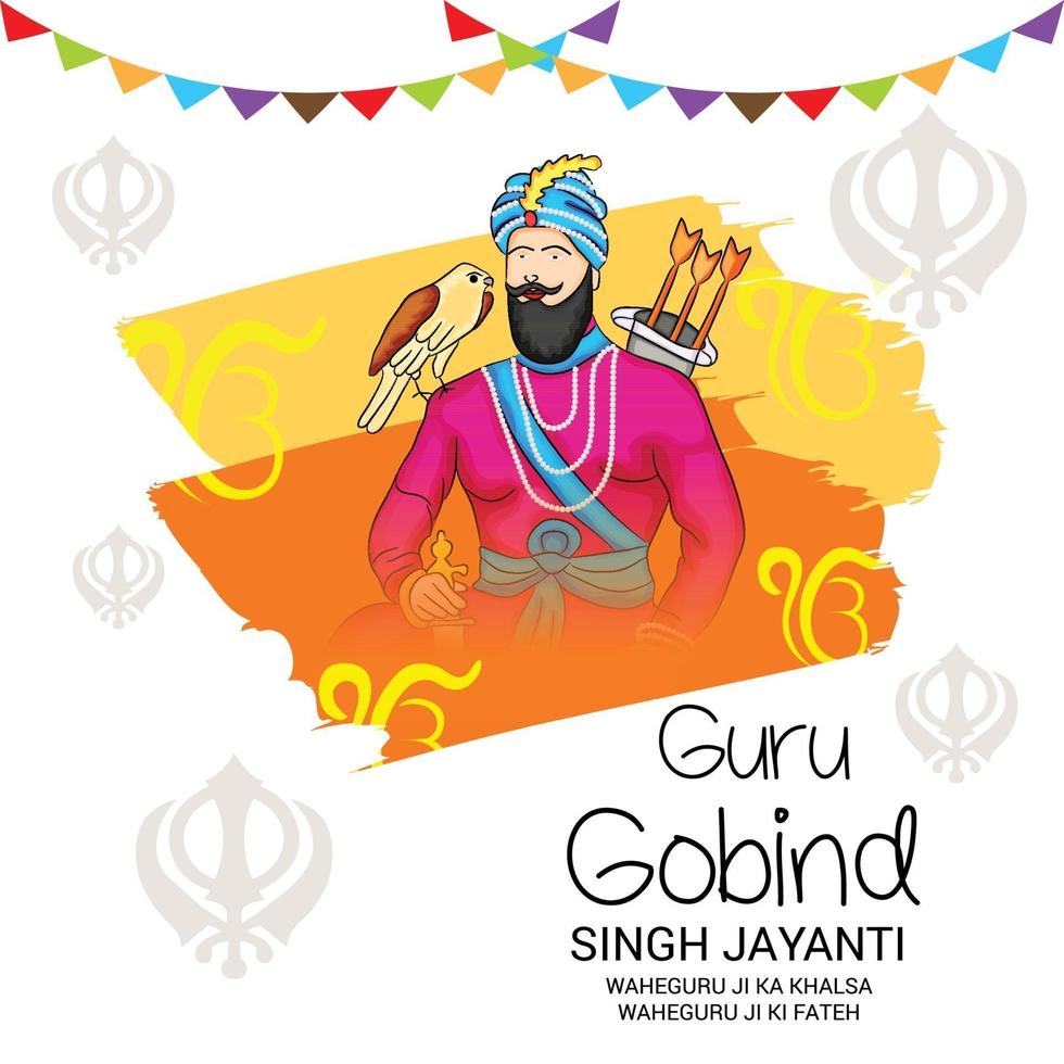 illustration vectorielle d & # 39; un fond pour joyeux gourou gobind festival singh jayanti pour la célébration sikh. vecteur