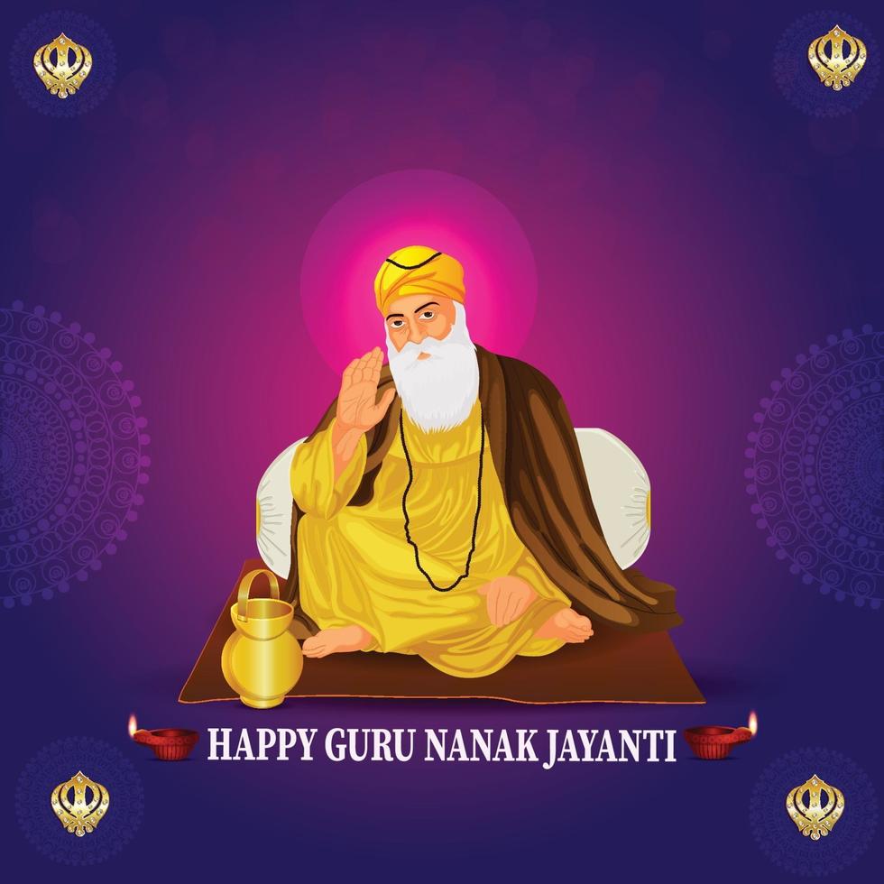 bannière ou en-tête de joyeux gourou nanak jayanti vecteur