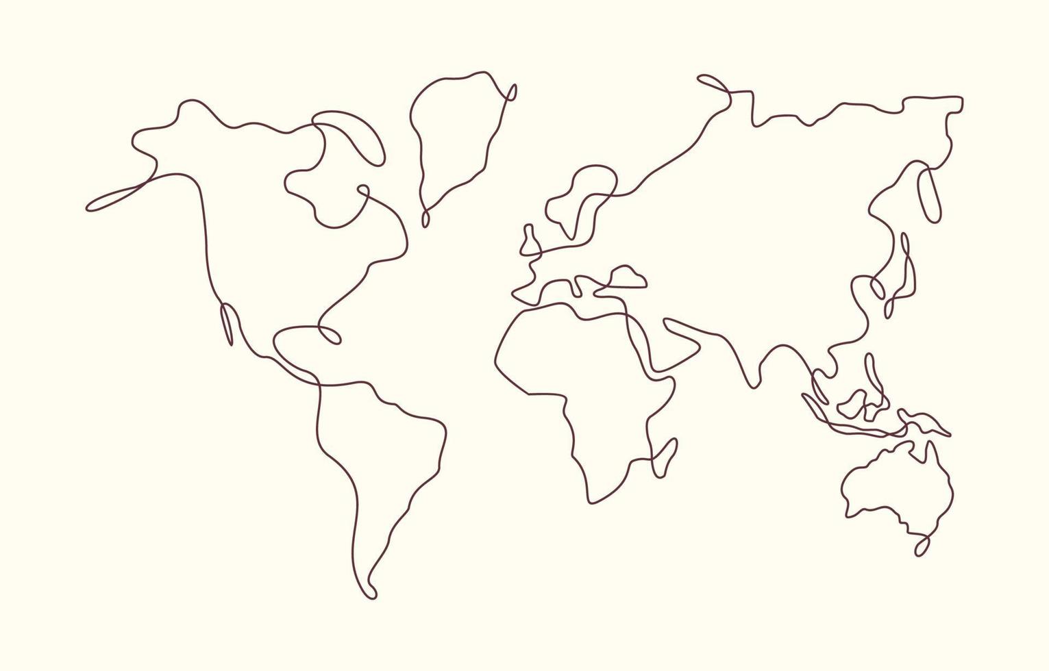 monde carte dans un ligne art style Contexte vecteur