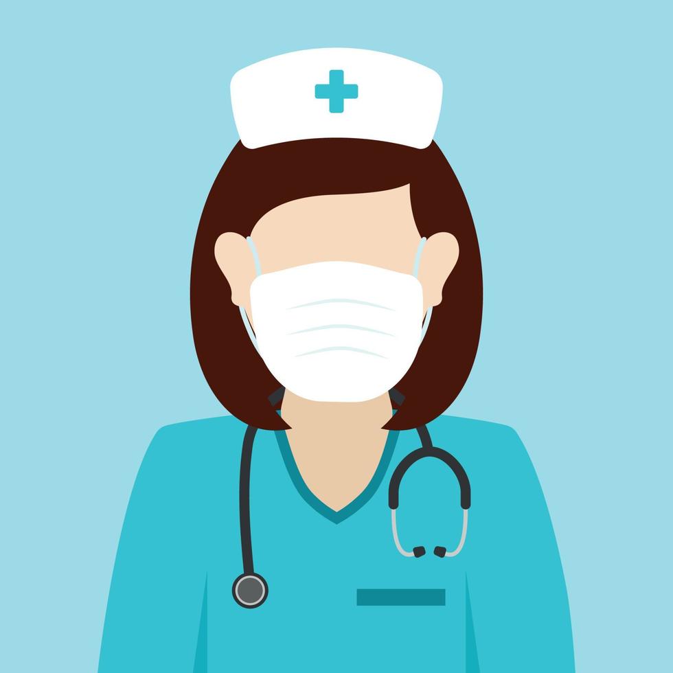 infirmière portant masque avatar clipart icône vecteur illustration médical un service