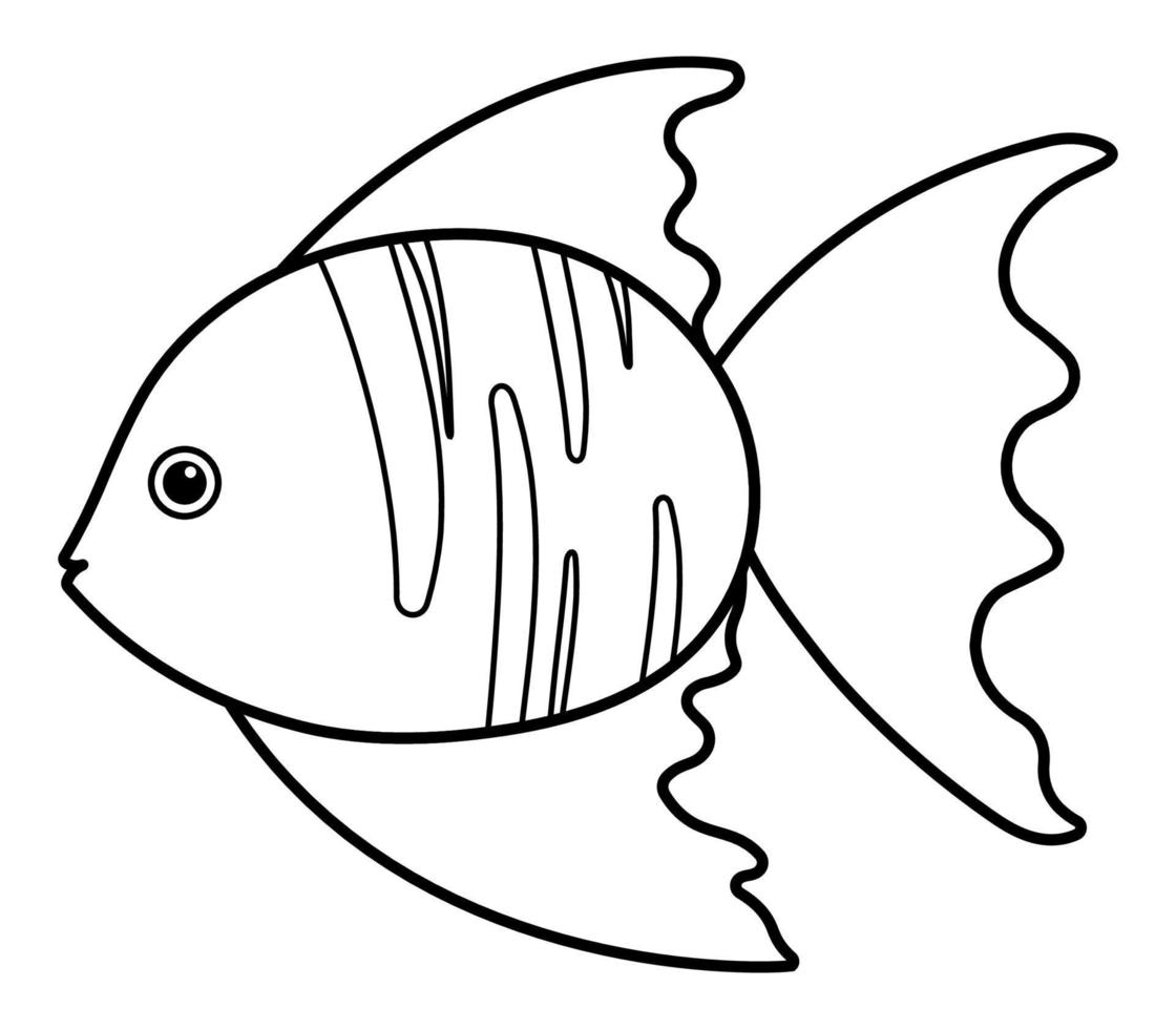 or poisson mer animal dans noir ligne icône clipart vecteur illustration