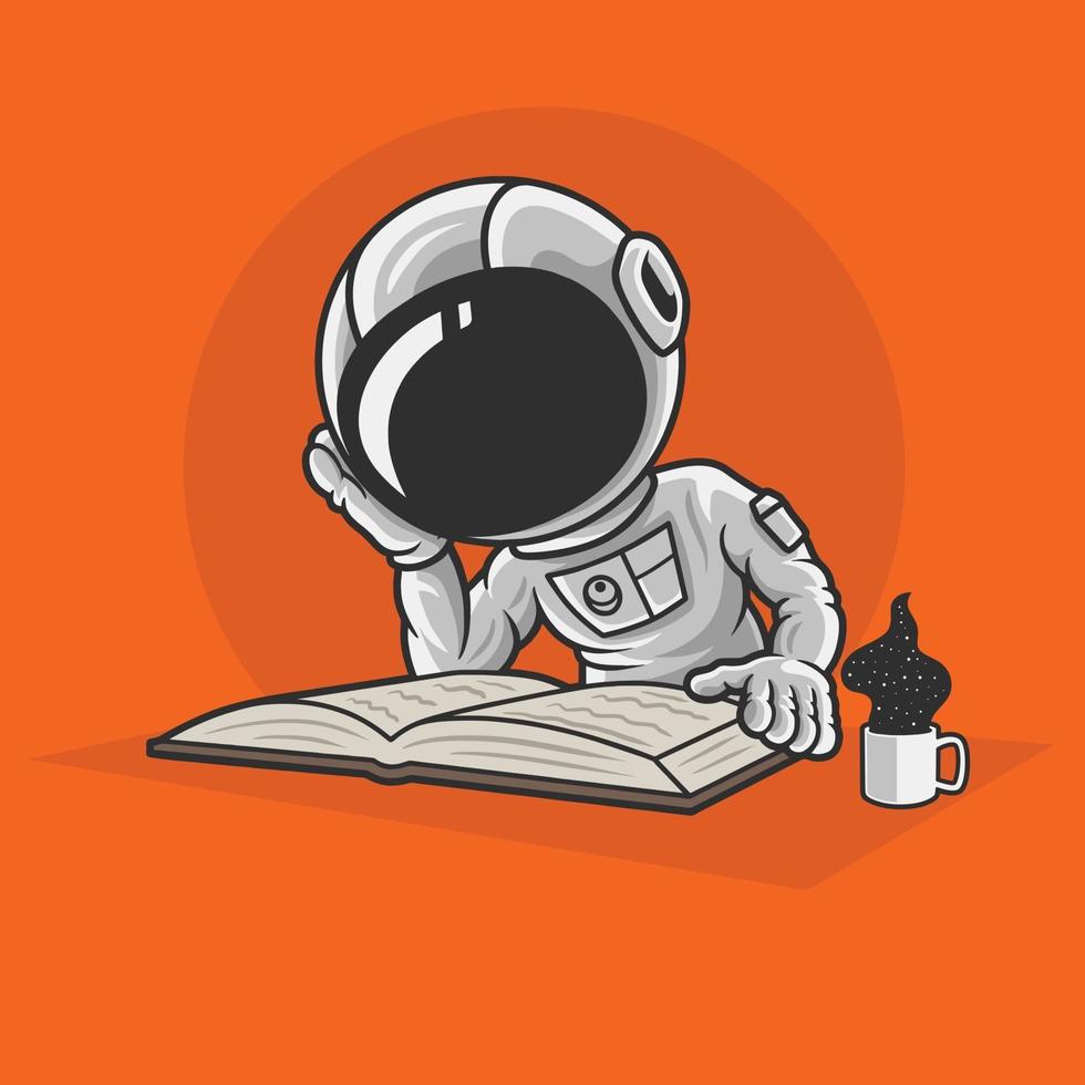 astronautes lisant des livres vecteur premium