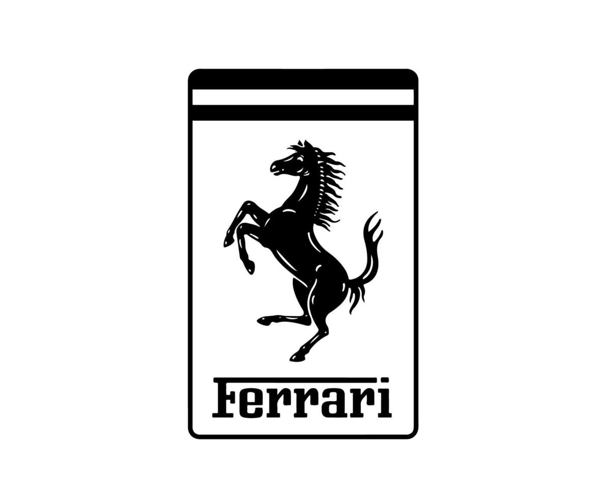 Ferrari marque logo symbole noir conception italien voiture voiture vecteur illustration