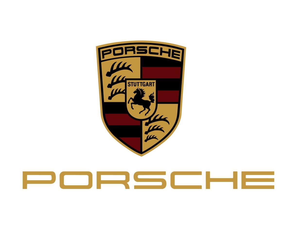 porsche logo marque voiture symbole avec Nom or conception allemand voiture vecteur illustration