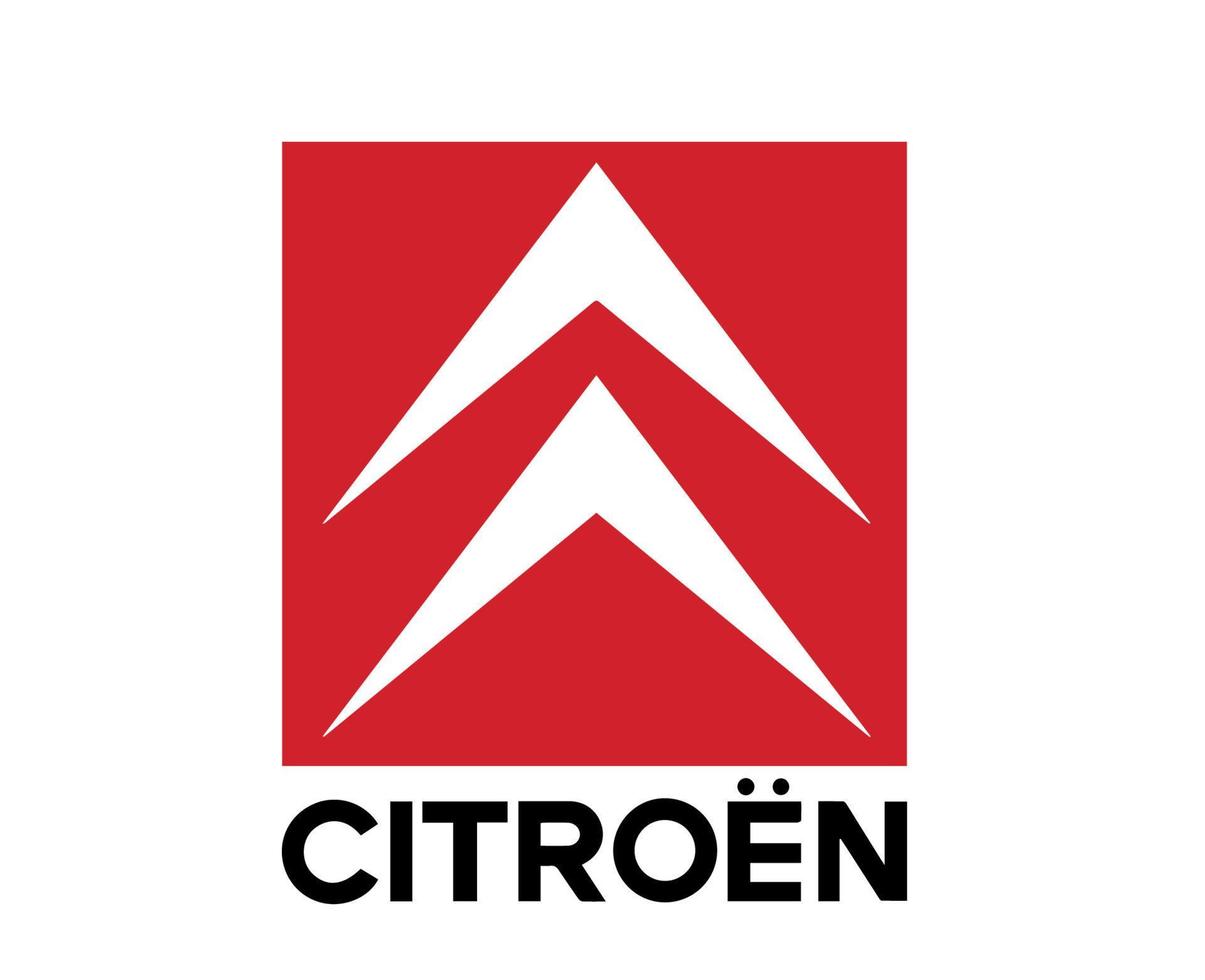 Citroën logo symbole marque blanc et rouge avec Nom conception français voiture voiture vecteur illustration