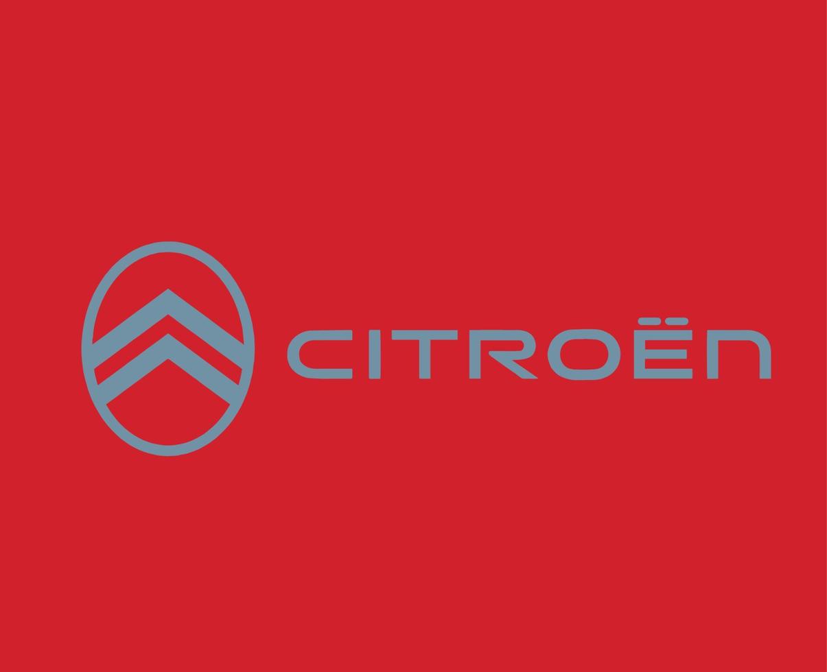 Citroën marque Nouveau logo voiture symbole avec Nom conception français voiture vecteur illustration avec rouge Contexte
