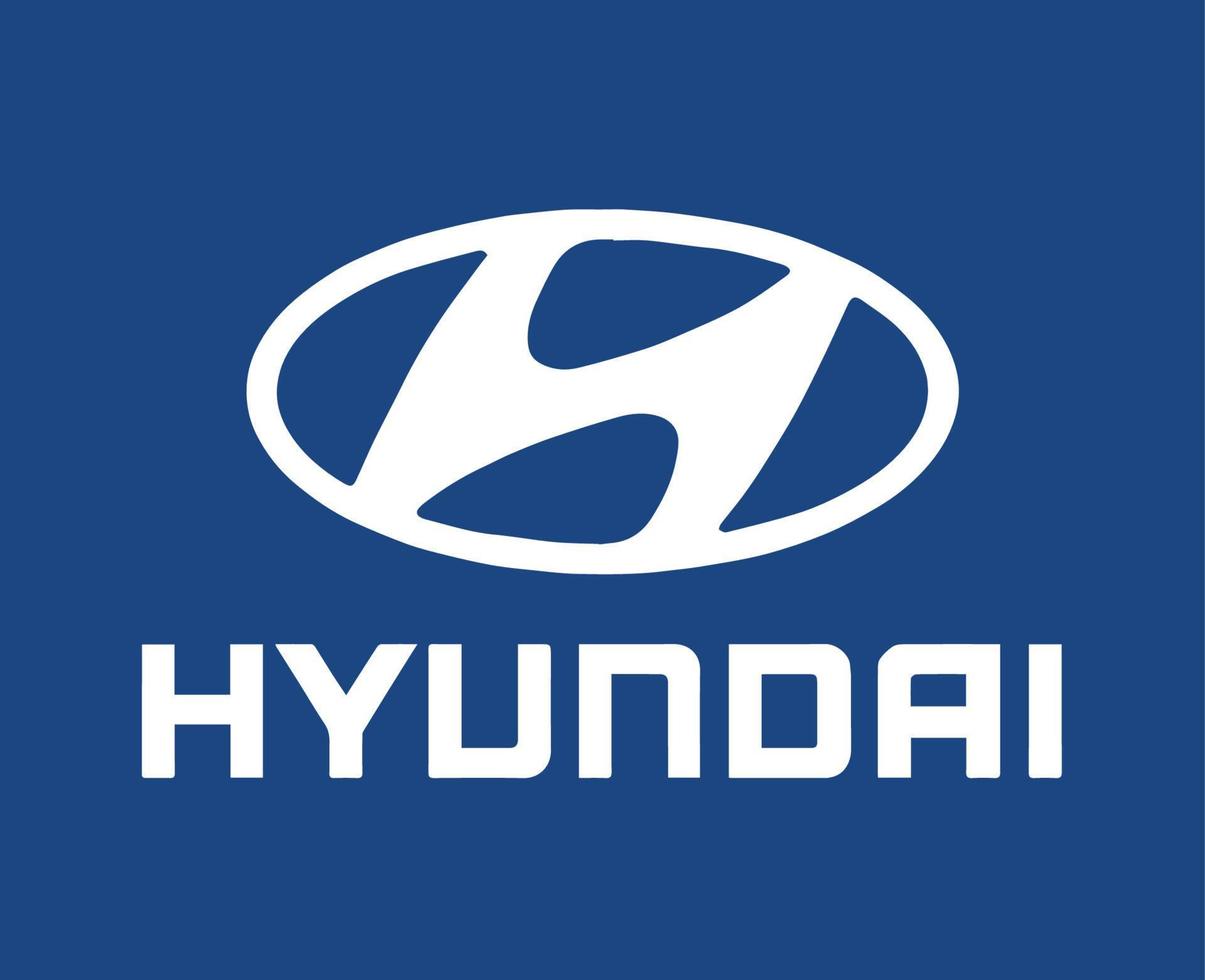 hyundai logo marque symbole avec Nom blanc conception Sud coréen voiture voiture vecteur illustration avec bleu Contexte