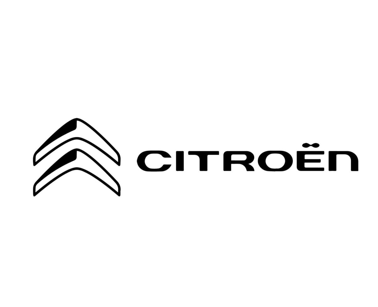 Citroën logo marque symbole avec Nom noir conception français voiture voiture vecteur illustration