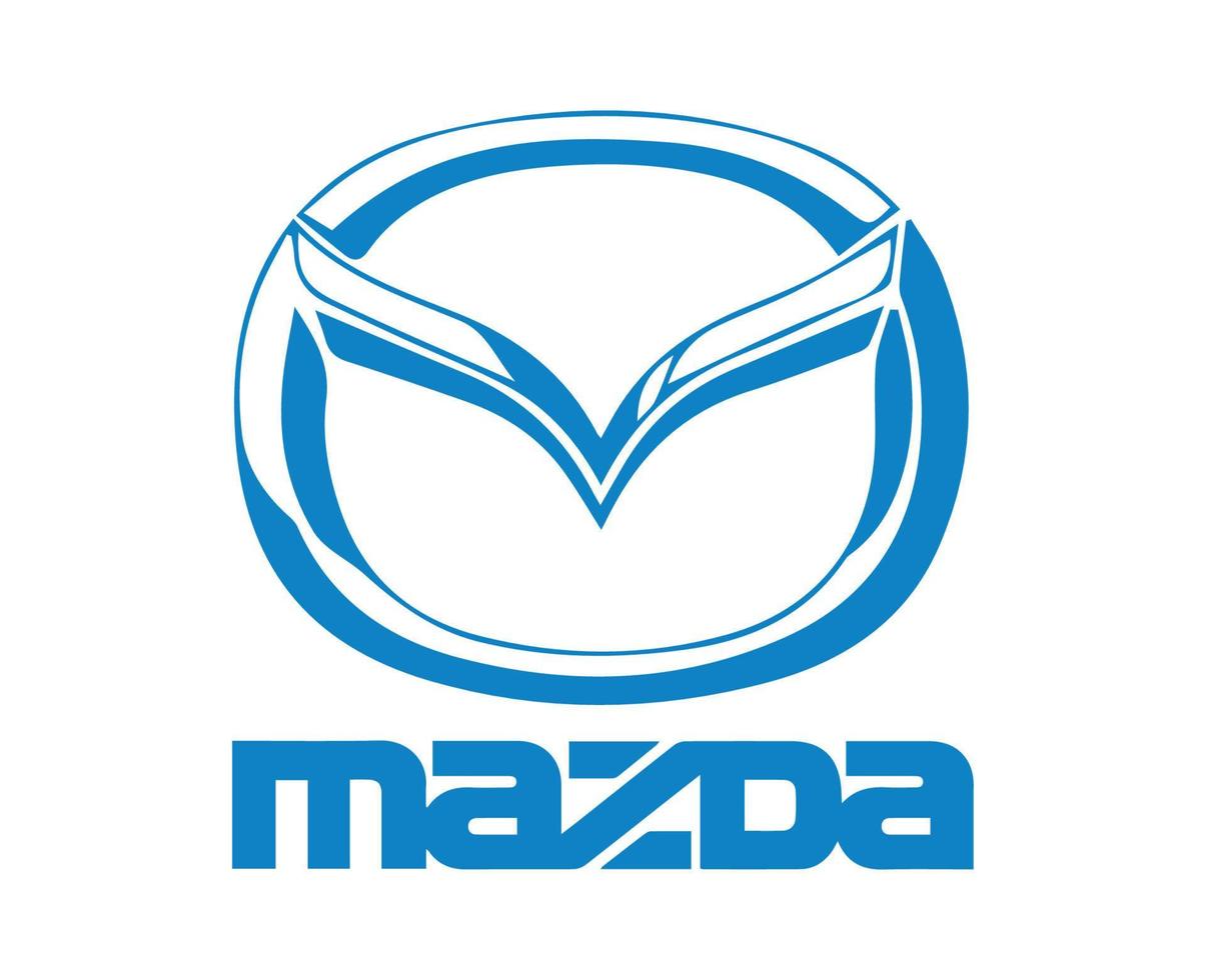 mazda marque logo symbole avec Nom bleu conception Japon voiture voiture vecteur illustration