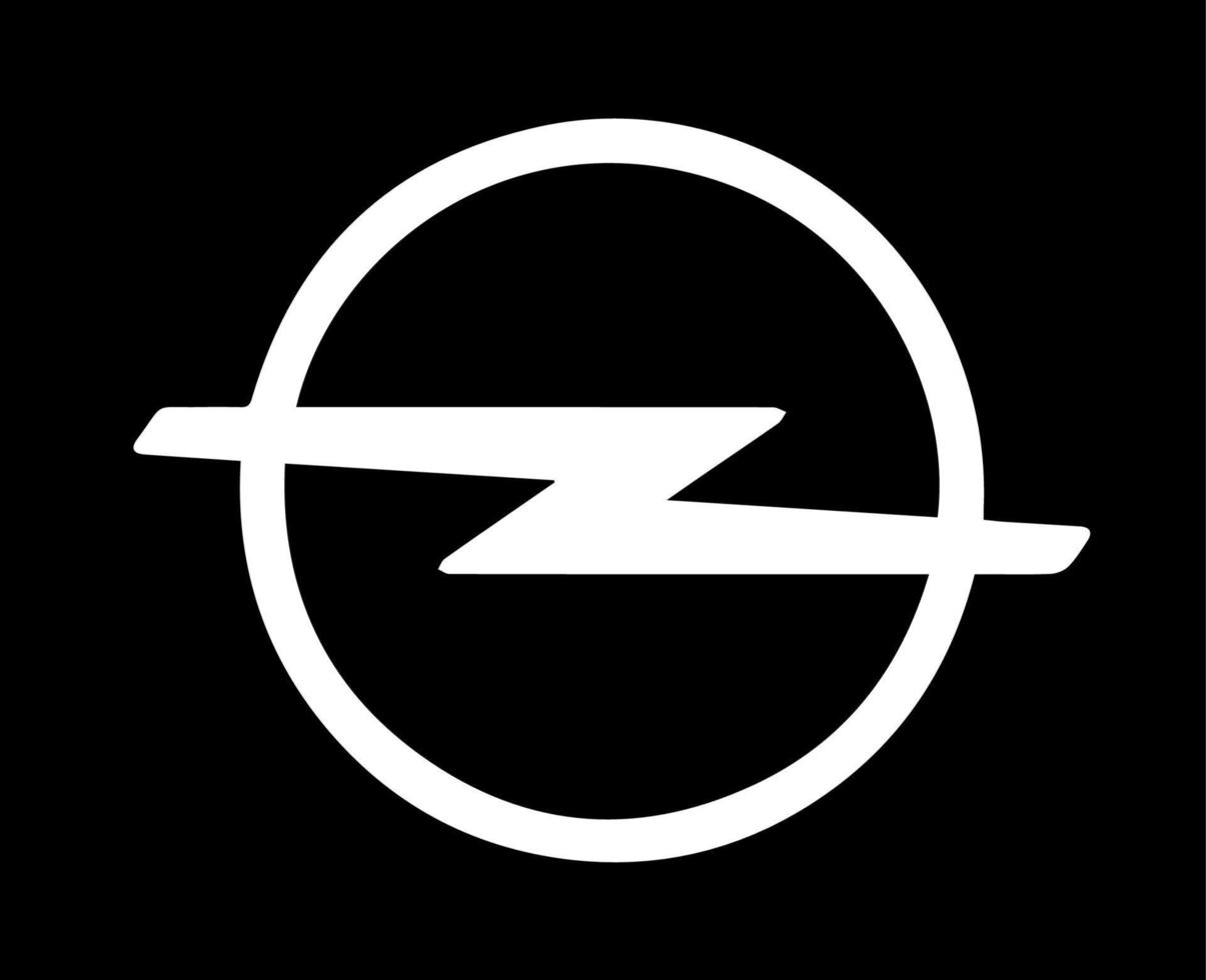 Opel logo marque voiture symbole blanc conception allemand voiture vecteur illustration avec noir Contexte