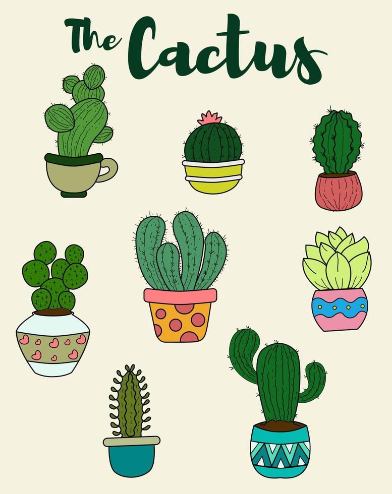 autocollants avec cactus et succulent personnages sont adapté pour décoration fins sur ordinateurs portables, livres et autre articles vecteur