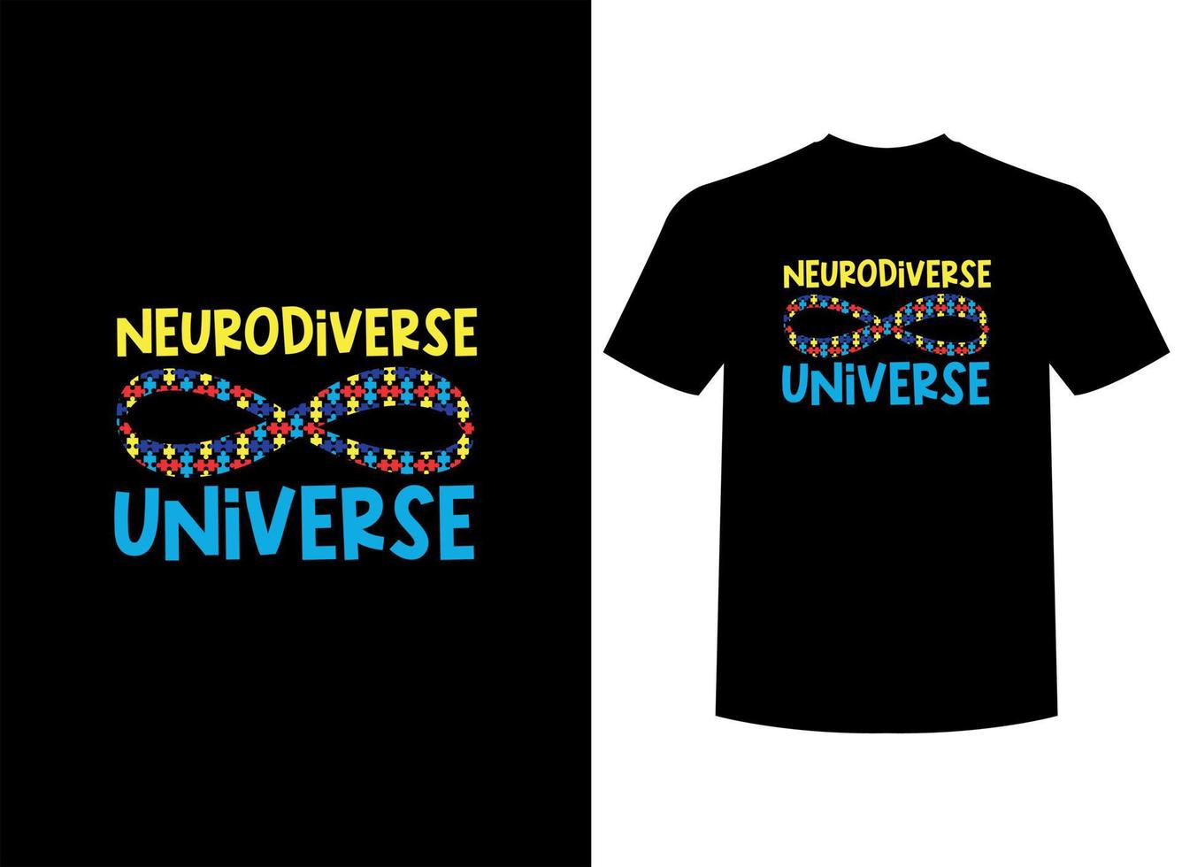 neurodivers univers prêt à imprimer T-shirt conception vecteur