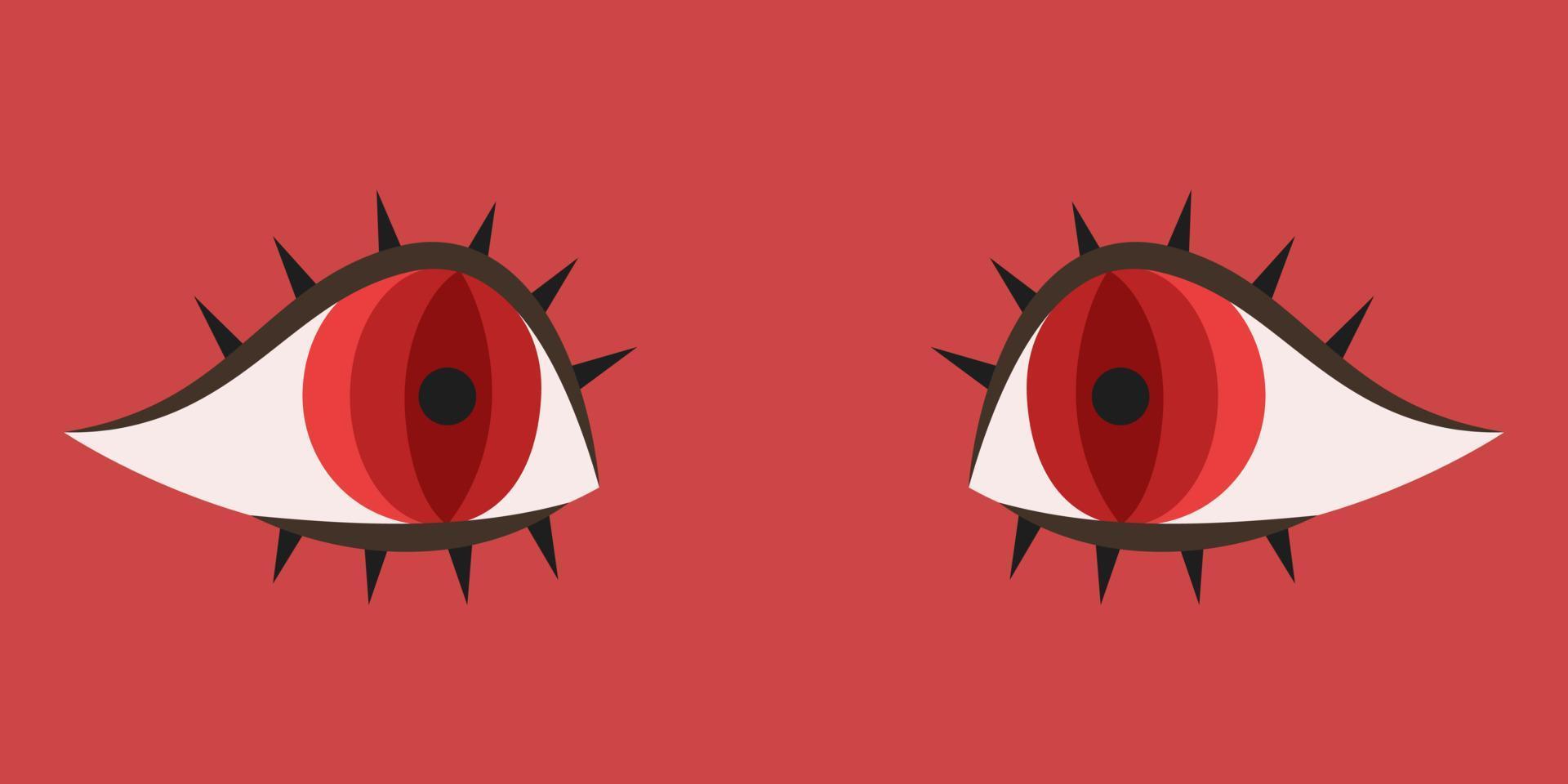 rouge yeux dans dessin animé style. vecteur