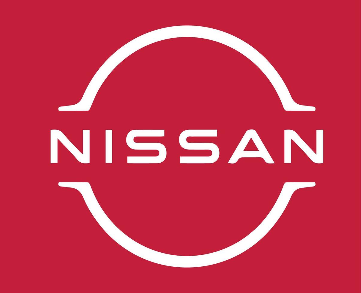 Nissan marque logo voiture symbole blanc conception Japon voiture vecteur illustration avec rouge Contexte