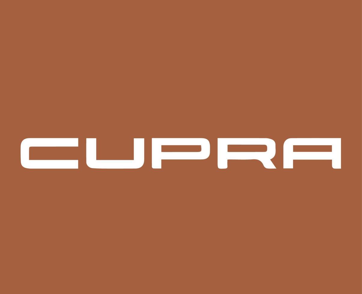 cupra marque logo voiture symbole Nom blanc conception Espagnol voiture vecteur illustration avec marron Contexte