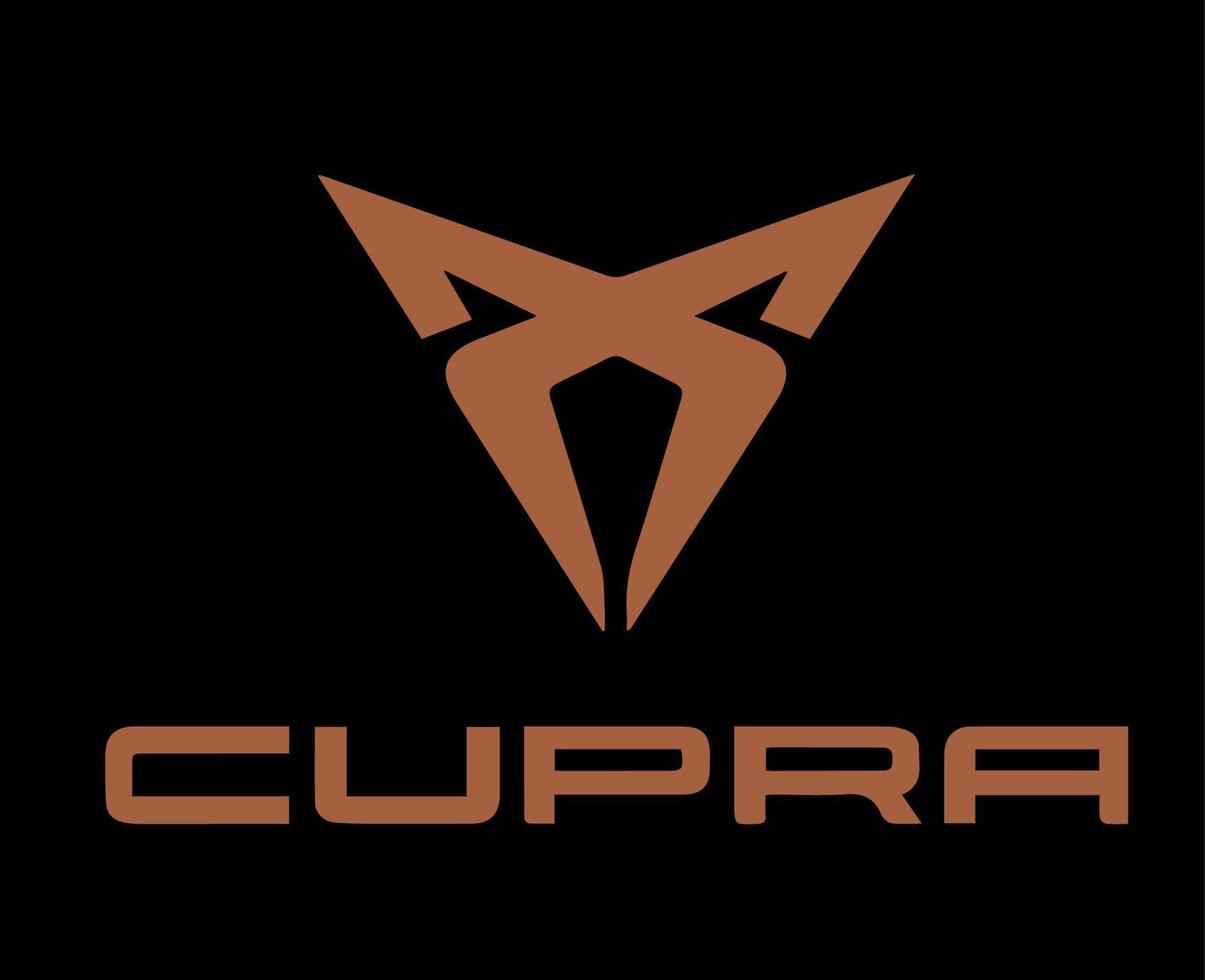 cupra logo marque voiture symbole avec Nom marron conception Espagnol voiture vecteur illustration avec noir Contexte