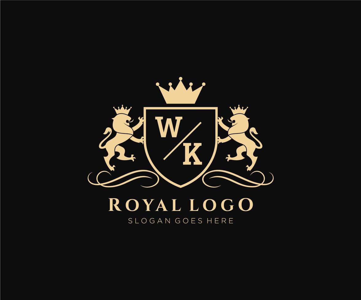 initiale semaine lettre Lion Royal luxe héraldique, crête logo modèle dans vecteur art pour restaurant, royalties, boutique, café, hôtel, héraldique, bijoux, mode et autre vecteur illustration.