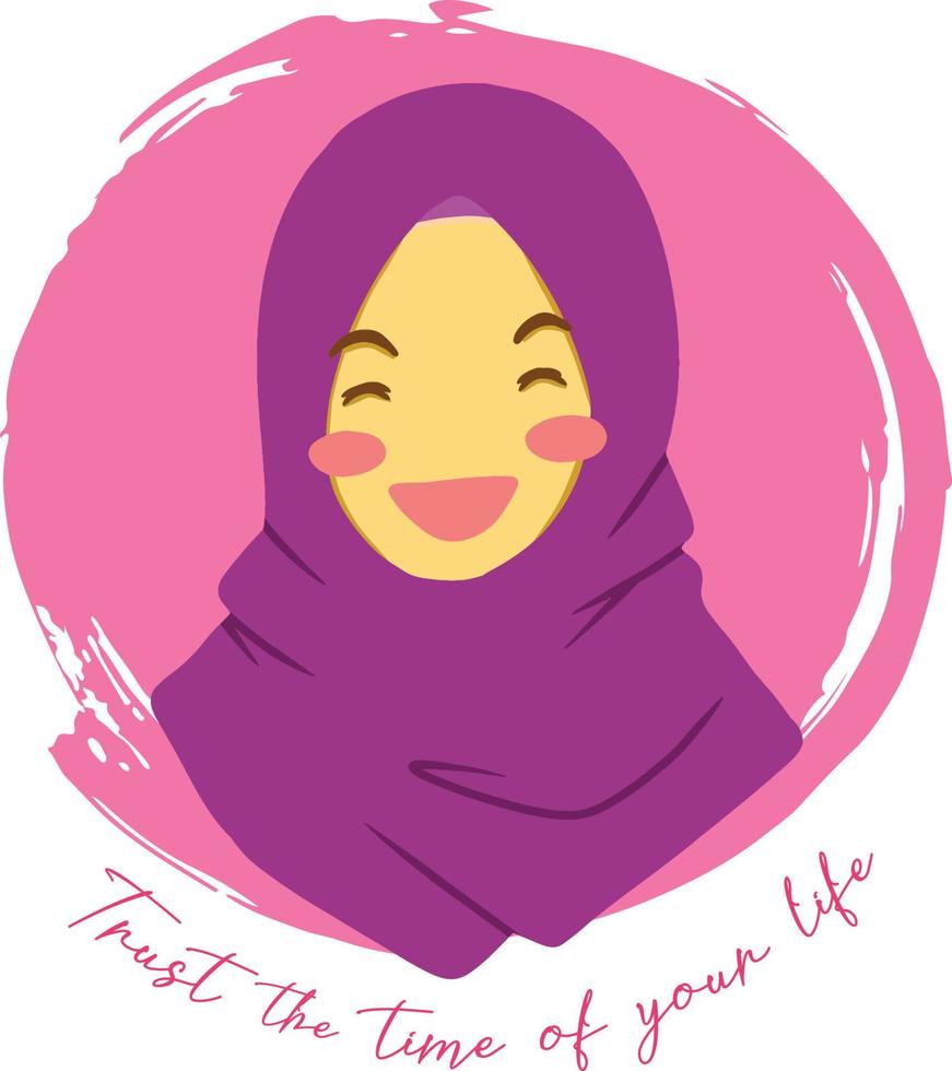 vecteur illustration de hijab fille dans aquarelle et pastel style. adapté pour avatar, affiche, carte, autocollant, etc