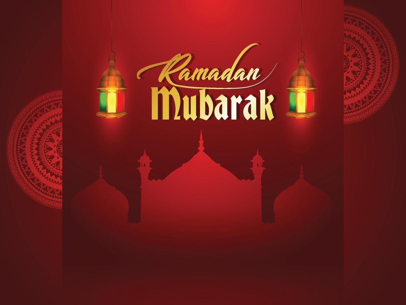 ramadan kareem ou eid mubarak fond de voeux vecteur