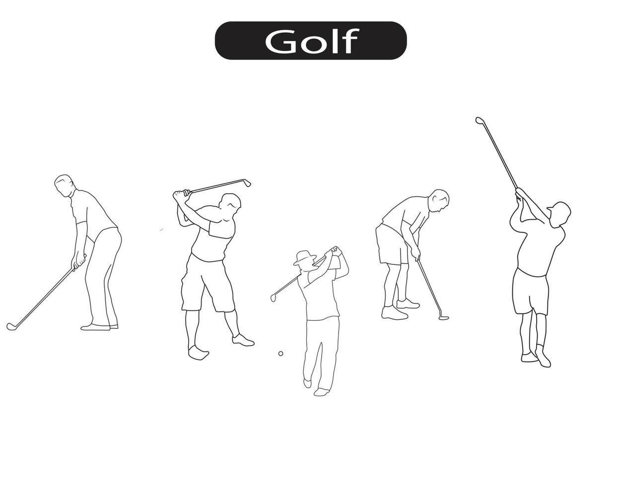 le golf joueur ligne Icônes vecteur illustration