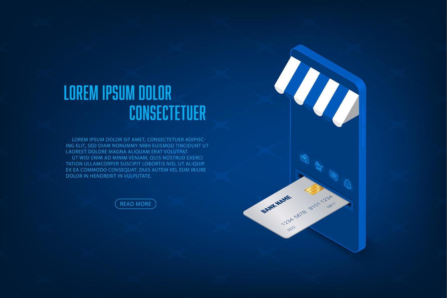 vecteur isométrique mobile téléphone avec en ligne Paiement application concept.