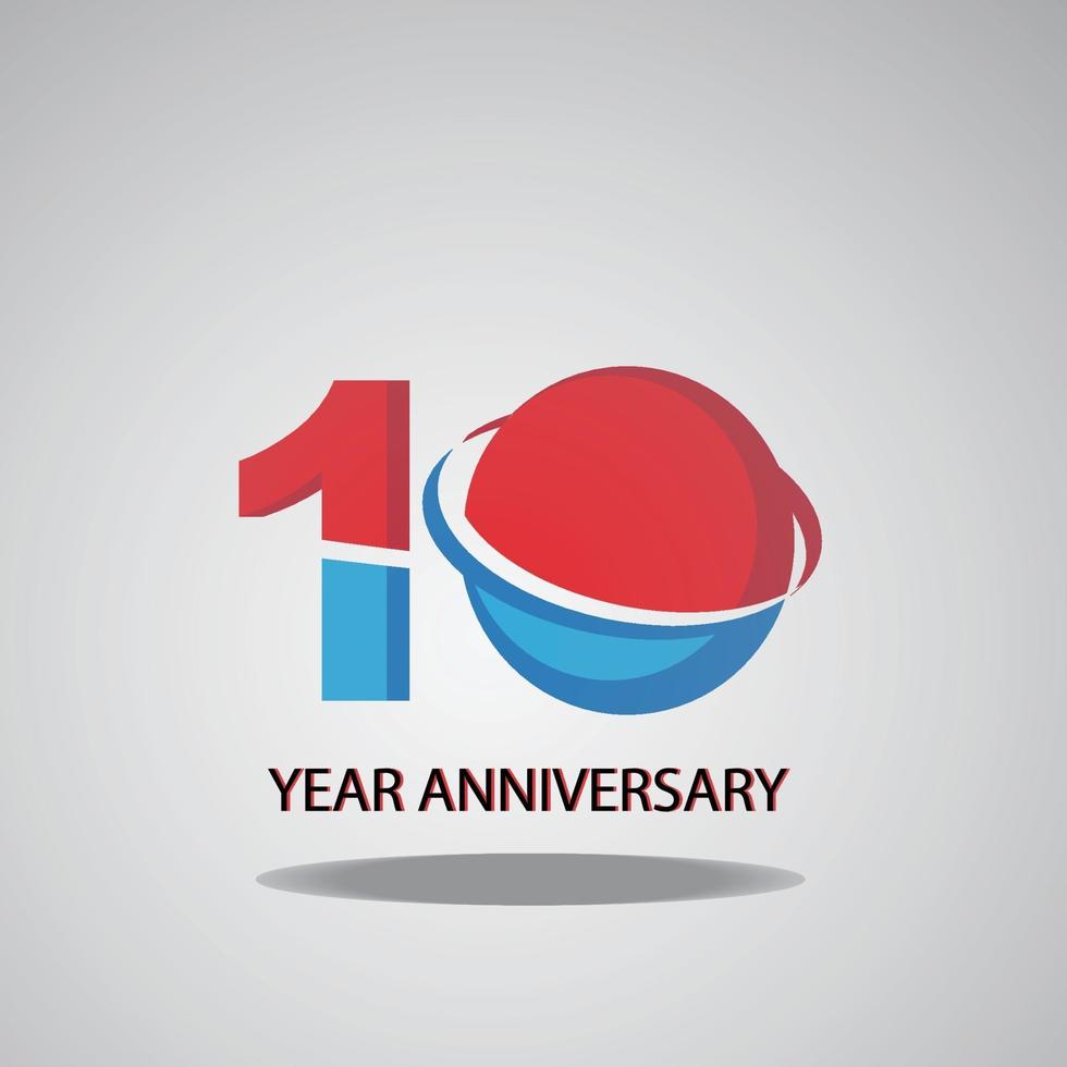 année anniversaire logo vector modèle illustration de conception rouge bleu et blanc