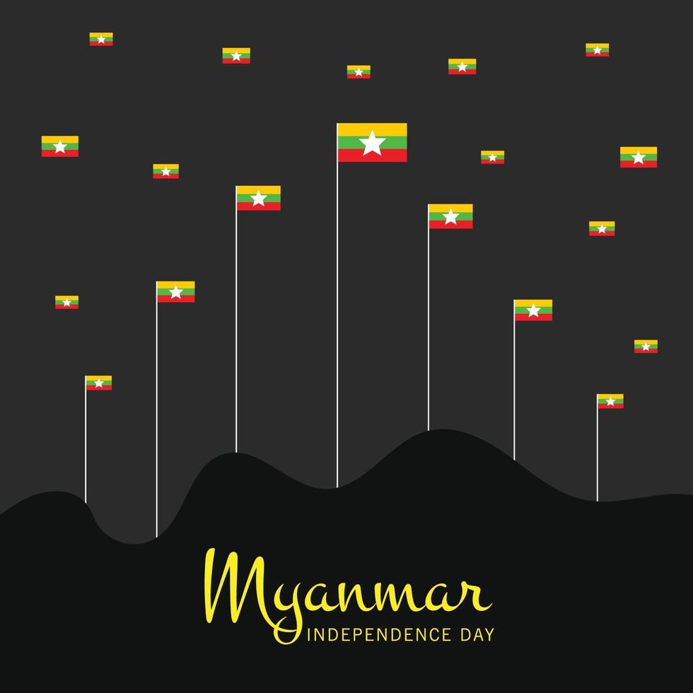 illustration vectorielle d'un fond pour joyeux jour de l'indépendance du Myanmar. vecteur